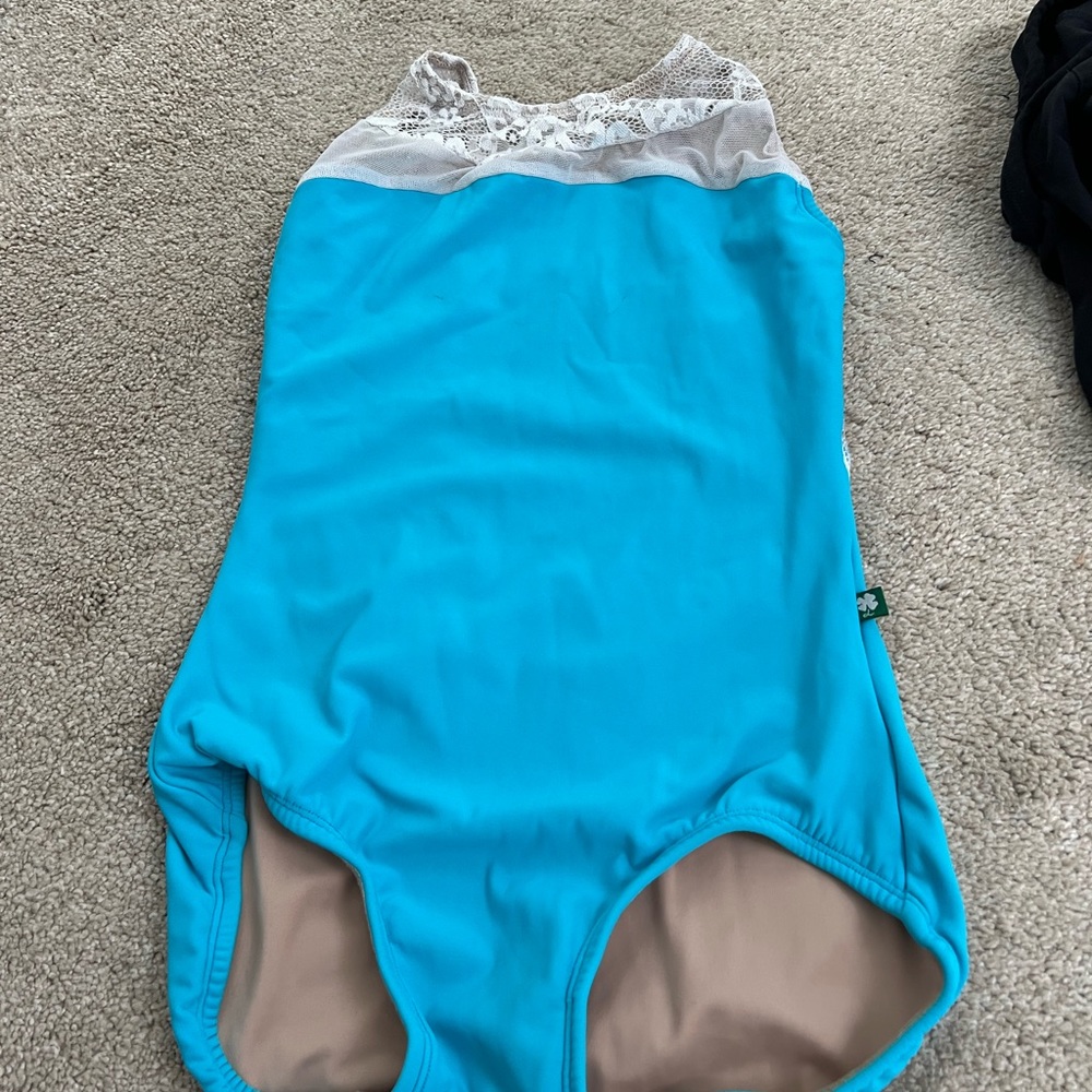 Lucky Leo Dancewear Blue and White Leotard Size Xsmall/Small